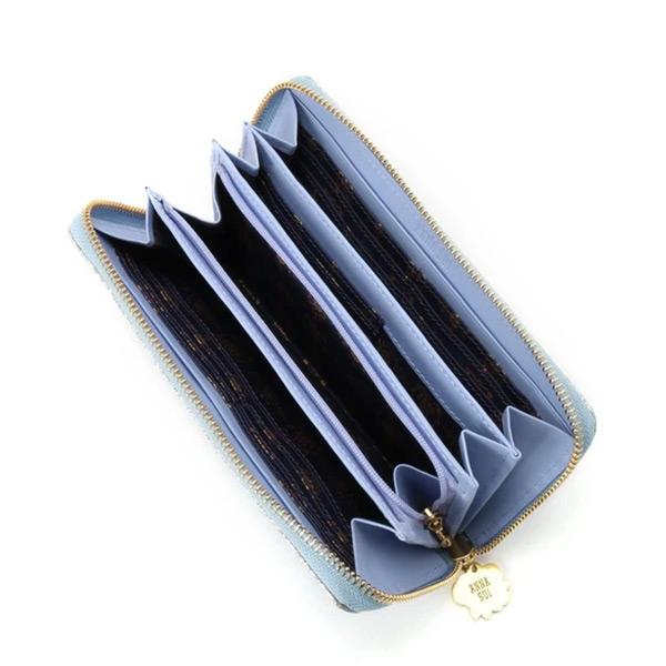 アナスイ 財布 レディース 長財布 ANNA SUI ブランド ファスナー長財布 本皮 レザー ピンク/ライトブルー パピヨン | ANNA SUI | 05