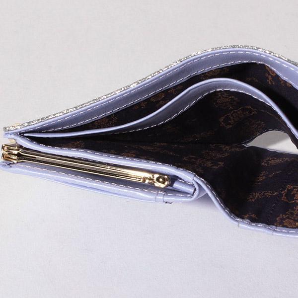 アナスイ 財布 レディース 口金二つ折り財布 折りたたみ 折財布 がま口 ガマ口 コンパクト ブランド 本皮 レザー ライトブルー/ピンク | ANNA SUI | 11