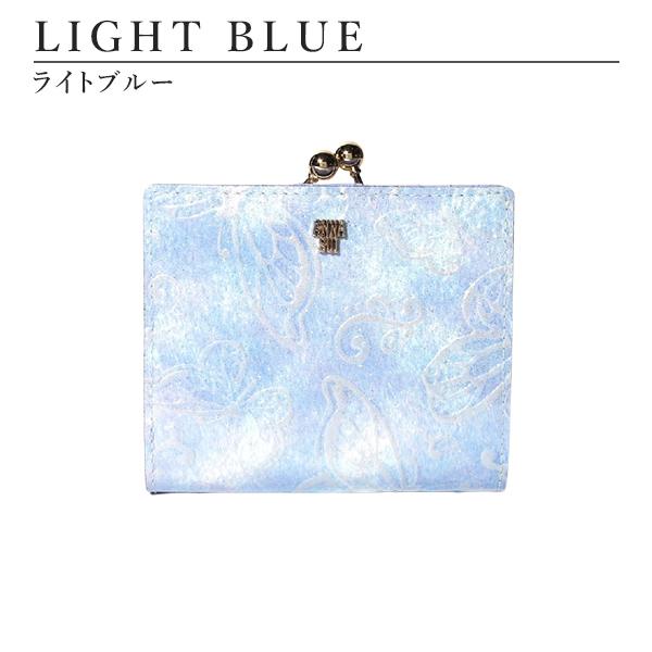 アナスイ 財布 レディース 口金二つ折り財布 折りたたみ 折財布 がま口 ガマ口 コンパクト ブランド 本皮 レザー ライトブルー/ピンク | ANNA SUI | 04