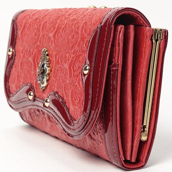 アナスイ 財布 かぶせ長財布 長財布 レディース ANNA SUI フラップ ブランド 本皮 レザー がま口 レッド/ブラック/パープル | ANNA SUI | 10