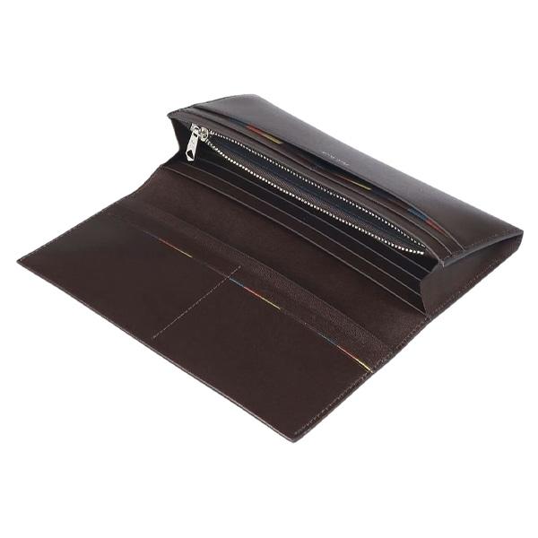 ポールスミス かぶせ長財布 ダークブラウン Paul Smith 箱付き - 小物