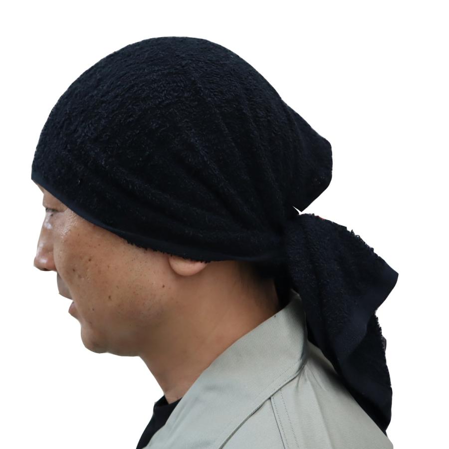 頭に巻ける 黒 無地 長い 34×100 センチ フェイスタオル 6枚 セット