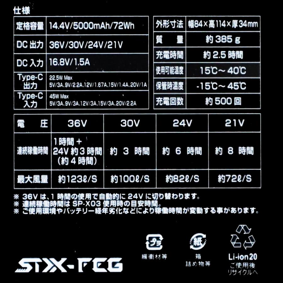 2026年新型36V】SA-X01 ブラック 36V ファンバッテリーフルセット S