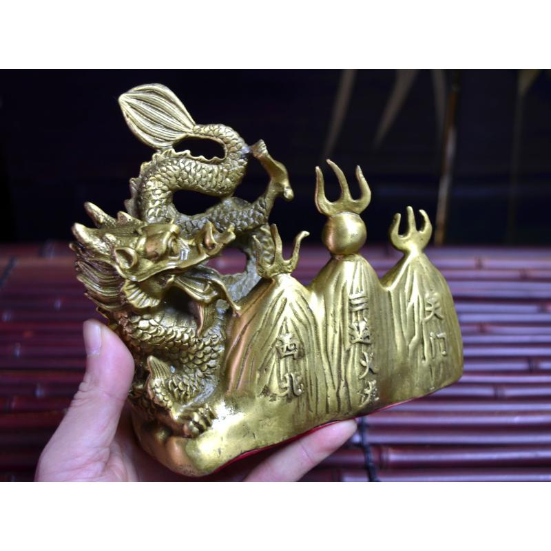 龍の置物 火災避け 風水銅製避火龍 西北角 : 中国貿易公司ctc