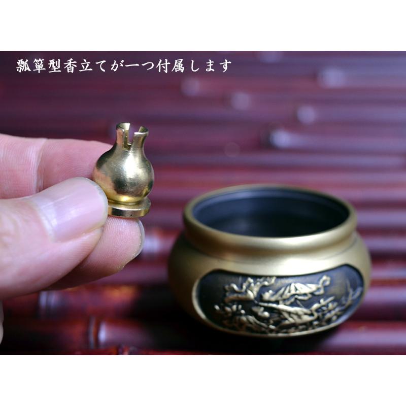 ちょっとお洒落な香炉 把玩袖珍銅製ミニ香炉（瓢箪香立て付き） : 中国