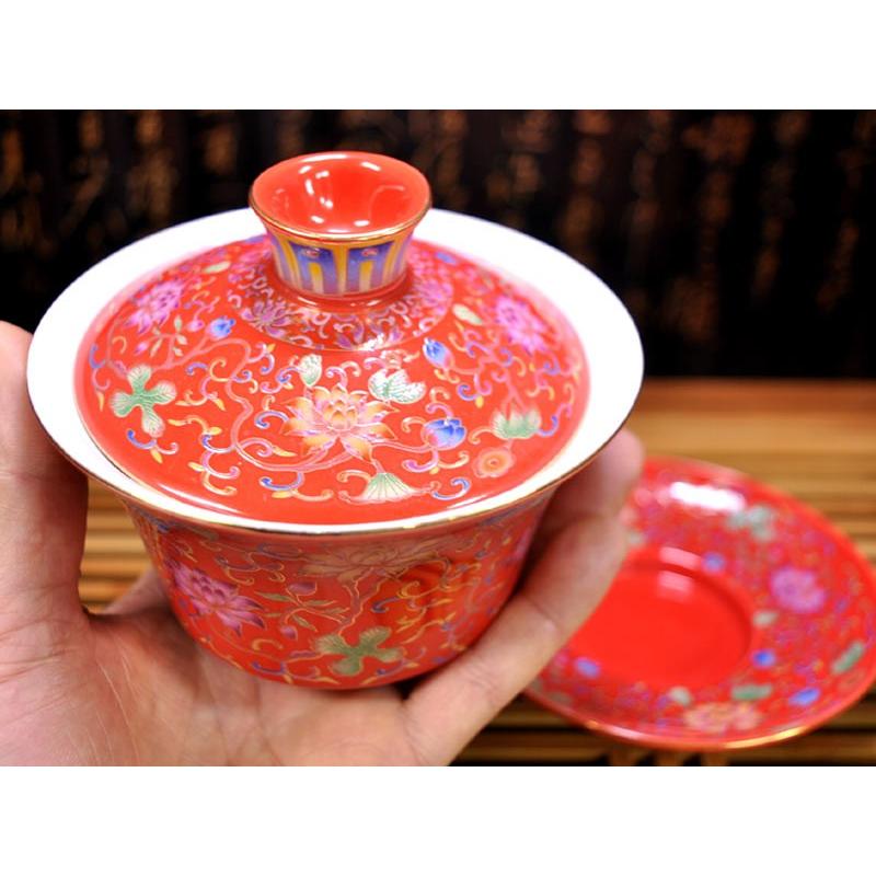 蓋碗（蓋付き湯のみ）八蓮宮廷紅 : 中国貿易公司ctcオンラインショップ