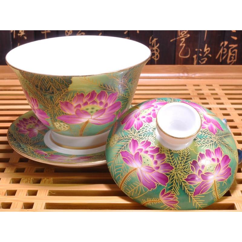 蓋碗（蓋付き湯のみ）金絲琺瑯彩蓮華 : 中国貿易公司ctcオンライン