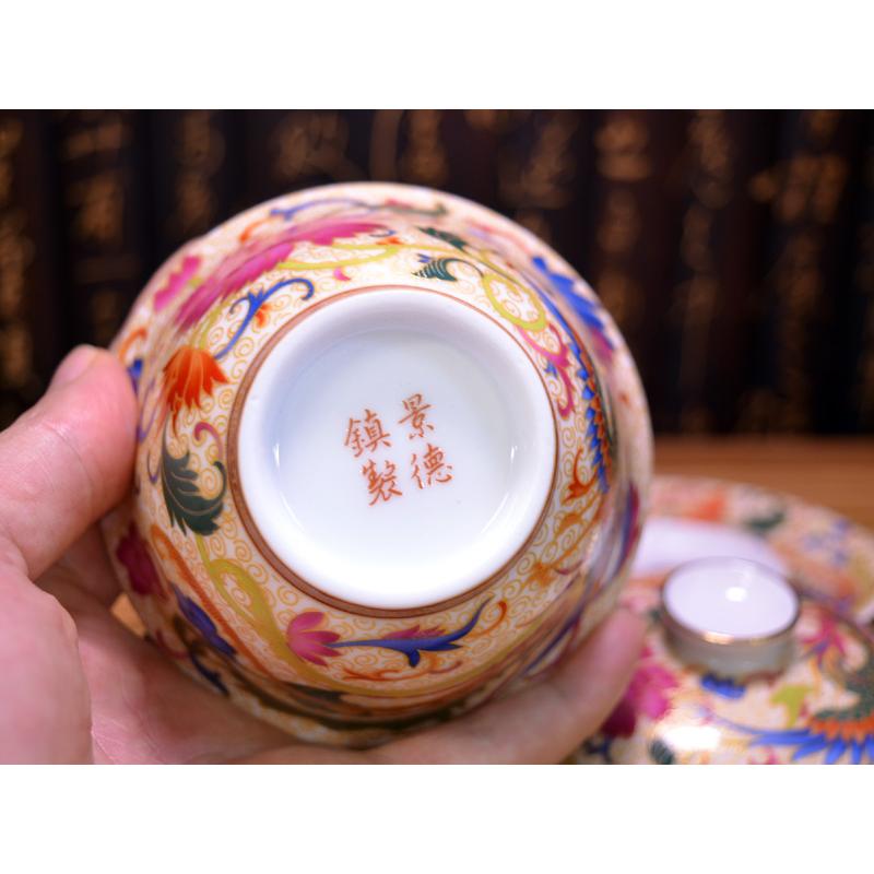 中国　清朝期　五彩蓋茶碗2点　送料込み0531 中国 清朝期 五彩蓋茶碗2点 送料込み0531