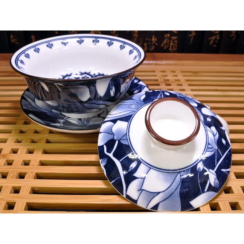 蓋碗（蓋付き湯のみ）青花三才青釉荷韻 : 中国貿易公司ctcオンライン