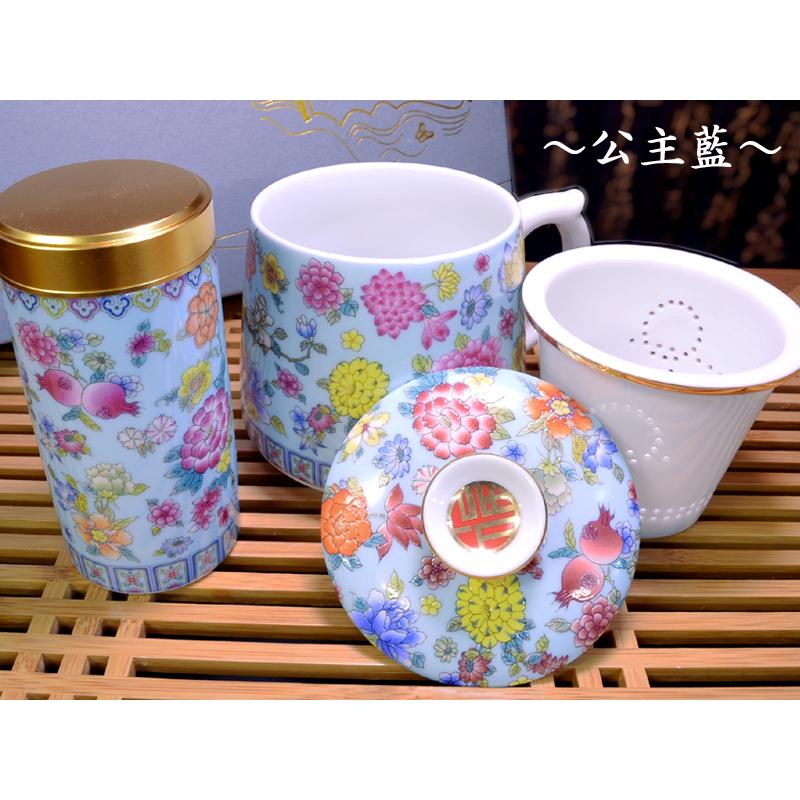 茶器セット 茶漉付きマグ+茶筒セット 礼品琺瑯彩 中国茶器 : 中国貿易