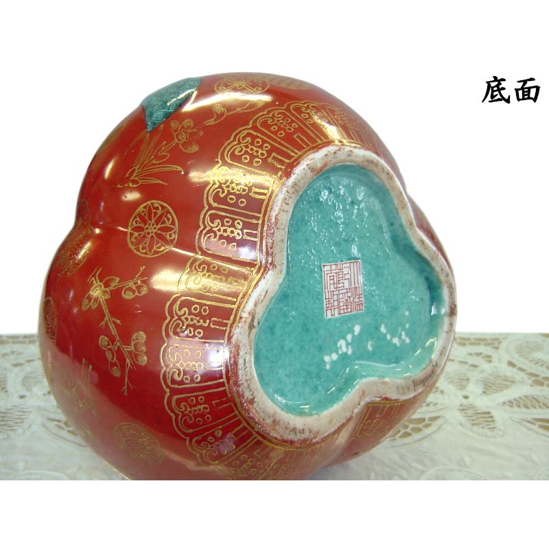 景徳鎮花瓶 三孔加金瓢箪瓶（現物確認の上でご購入下さい) : 中国貿易