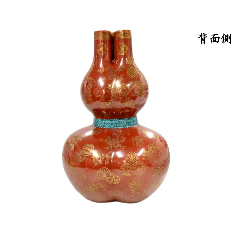 景徳鎮花瓶 三孔加金瓢箪瓶（現物確認の上でご購入下さい) : 中国貿易
