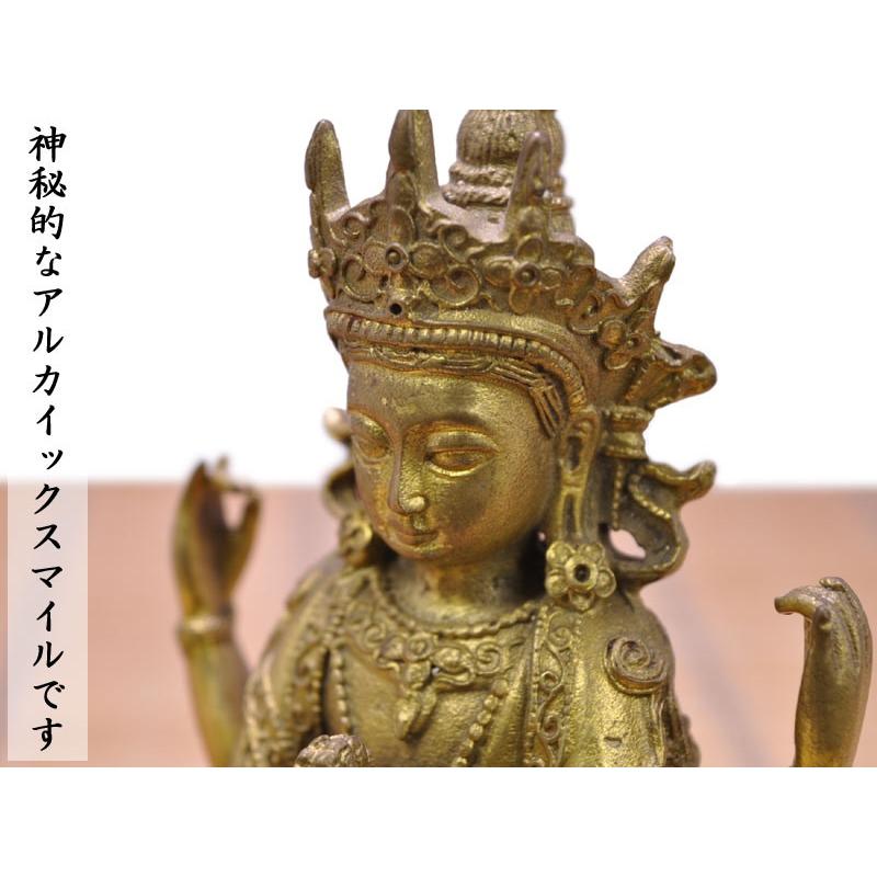 純銅  沙弥仏像  自在観音小仏  風水置物6