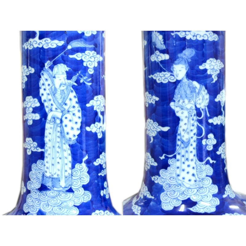景徳鎮花瓶 故宮蔵磁複製 清朝康煕 青花八仙渡海天球瓶（現物確認の上