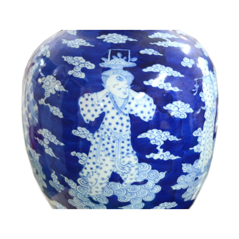 景徳鎮花瓶 故宮蔵磁複製 清朝康煕 青花八仙渡海天球瓶（現物確認の上