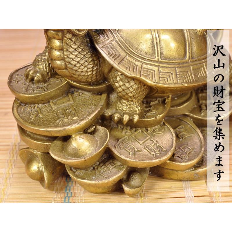 ロングイの置物 招財 銅製龍亀（ドラゴンタートル）古銭付 : 中国貿易