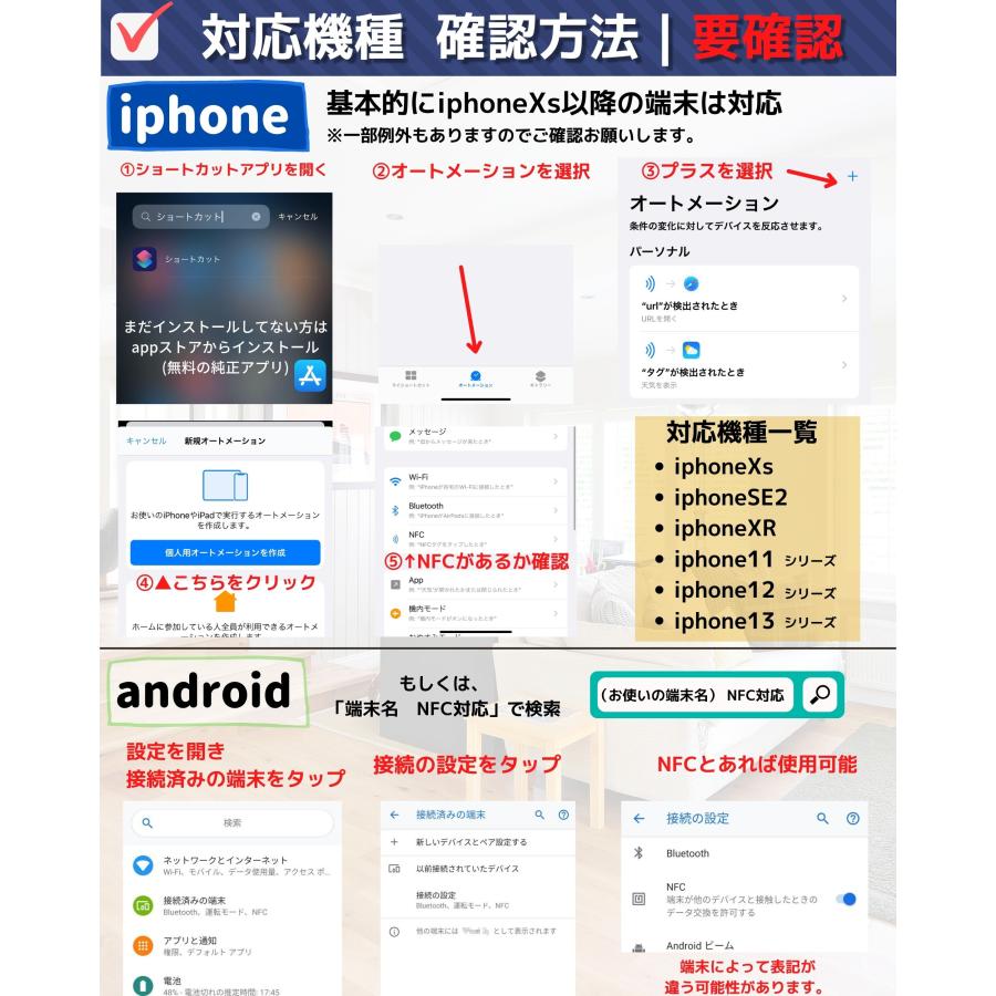 ctunk NFCタグカード 【10枚入り】504バイト PC対応 iphone対応 android対応 防水 NTAG215 マニュアル付き 白色｜ctunk-ja｜07