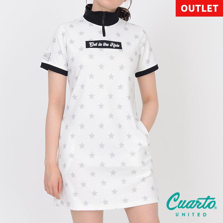 Line友だち500円クーポン発行中 ゴルフ ワンピース 21ss 至高 クアルトユナイテッド 星 柄 ジップ ハーフ