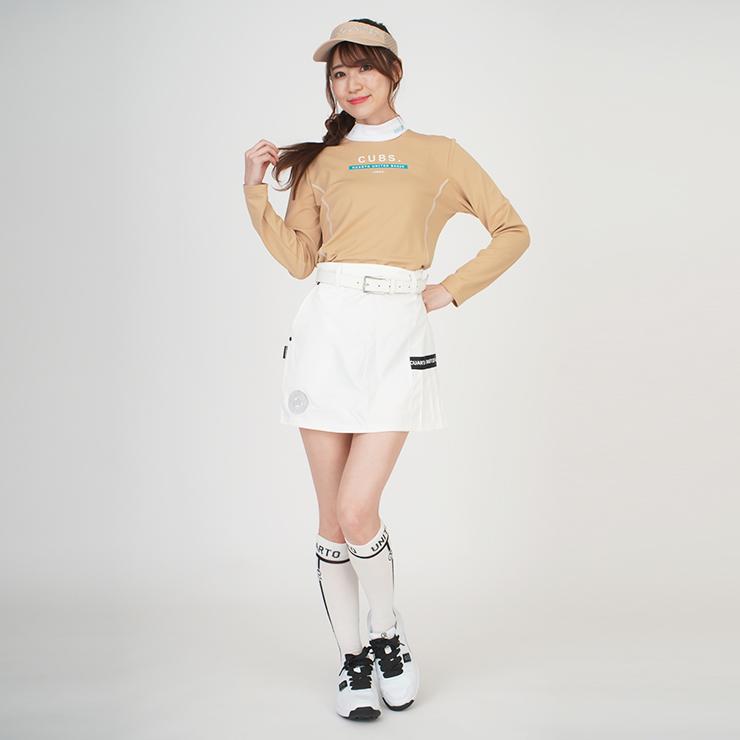 Cuarto UNITED スカート 片側プリーツ ツイル生地 ロゴテープ