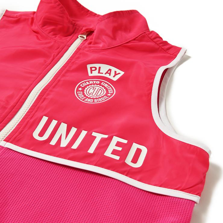 メッシュ切替ベスト ジップアップ プリントロゴ レディース クアルトユナイテッド ゴルフウェア アウトレット 22SS | Cuarto UNITED | 09