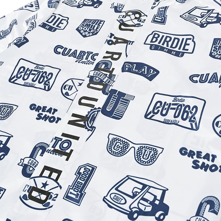 CUARTO UNITED ゴルフフード付きジャケットパンツ上下セット美品 Cuarto UNITED トラックジャケット ダブルジップ 総柄 ネオン 星