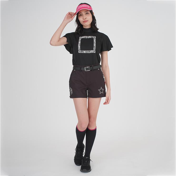 【ユナイテッドアローズゴルフ】美品 モックネック ロゴ ブラック M レディース レディースゴルフウエア モックネックインナー(カットソー・T