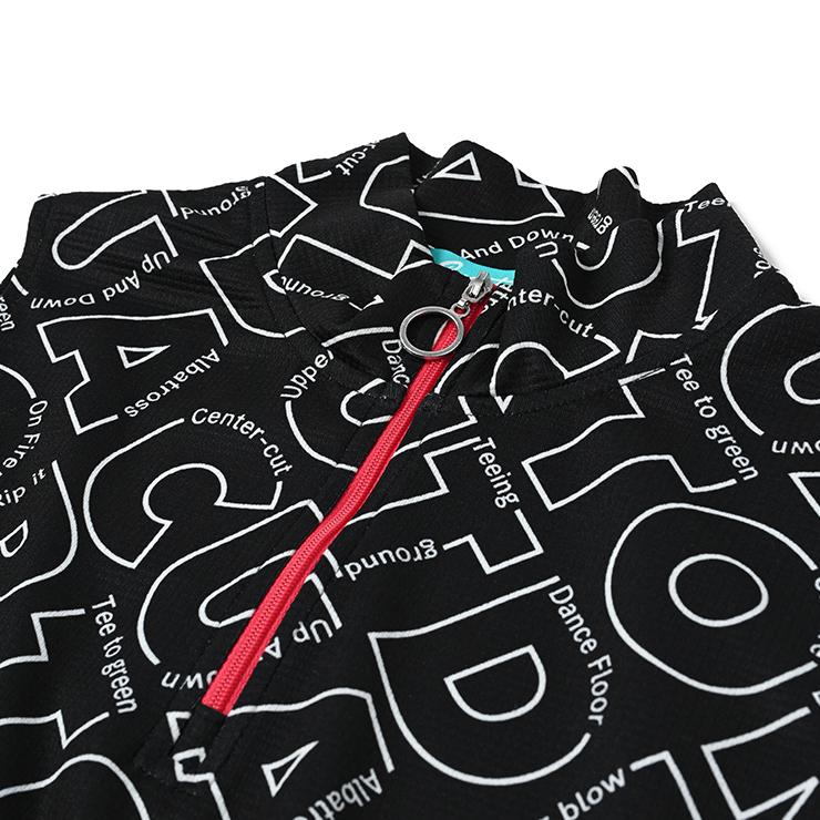 ハーフジップノースリーブワンピース ハイネック ワッフル ロゴ総柄 レディース クアルトユナイテッド ゴルフウェア 24HS | Cuarto UNITED | 07