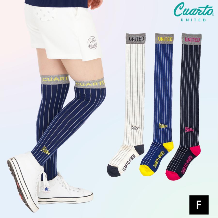 ニーハイソックス ピンストライプ リブロゴ レディース クアルトユナイテッド ゴルフウェア 20FW | Cuarto UNITED