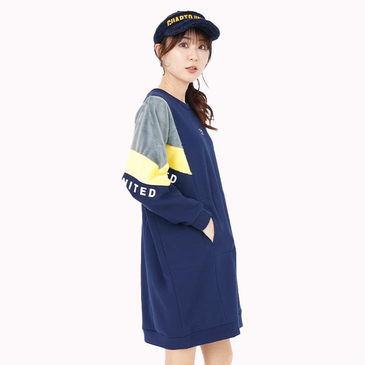 ファー切替ワンピース 裏起毛 サイドポケット 袖ロゴ レディース クアルトユナイテッド ゴルフウェア 25FW 新作 | Cuarto UNITED | 16