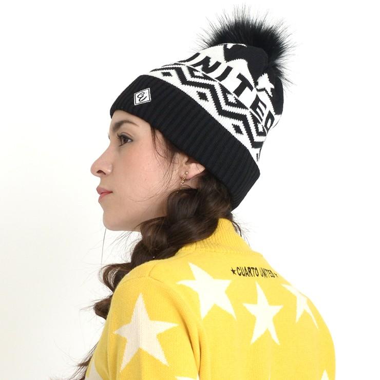 ニット帽 ビーニー ボンボン 星柄 ラウンドロゴ クアルトユナイテッド ゴルフググッズ 帽子 アウトレット 19FW | Cuarto UNITED | 09