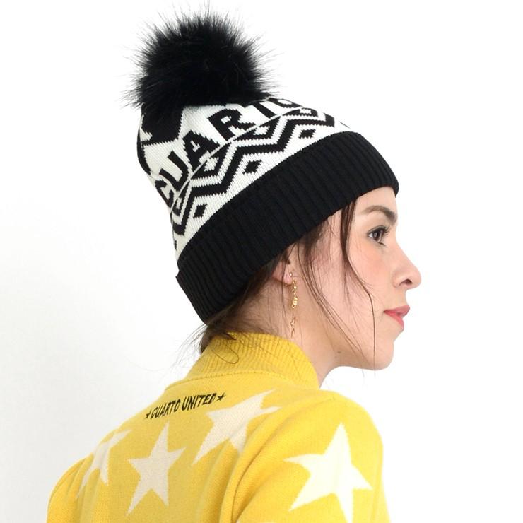 ニット帽 ビーニー ボンボン 星柄 ラウンドロゴ クアルトユナイテッド ゴルフググッズ 帽子 アウトレット 19FW | Cuarto UNITED | 08