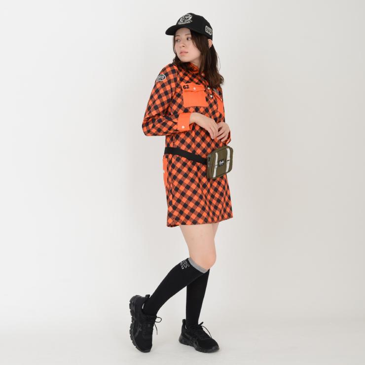 Cuarto UNITED ワンピース 長袖シャツ チェック柄 ダブル