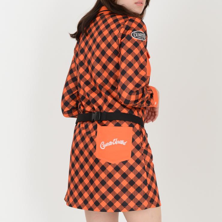 Cuarto UNITED ワンピース 長袖シャツ チェック柄 ダブル