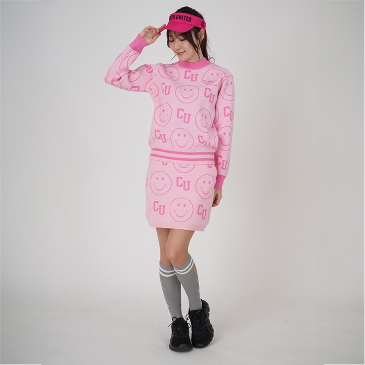 クアルトユナイテッド　ランダムロゴニットスカート セットアップ　ニット　L 23FW スポーツ クアルトユナイテッド ランダムロゴニット