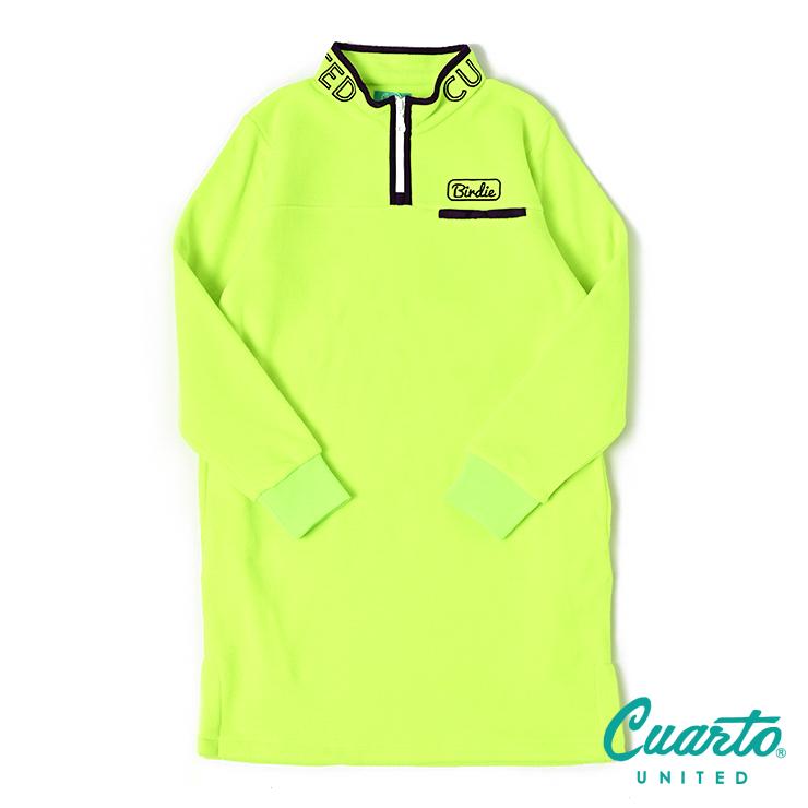 クアルトユナイテッドワンピース&バック GOLF Cuarto UNITED ワンピース 長袖 フリース ハーフジップ スリット