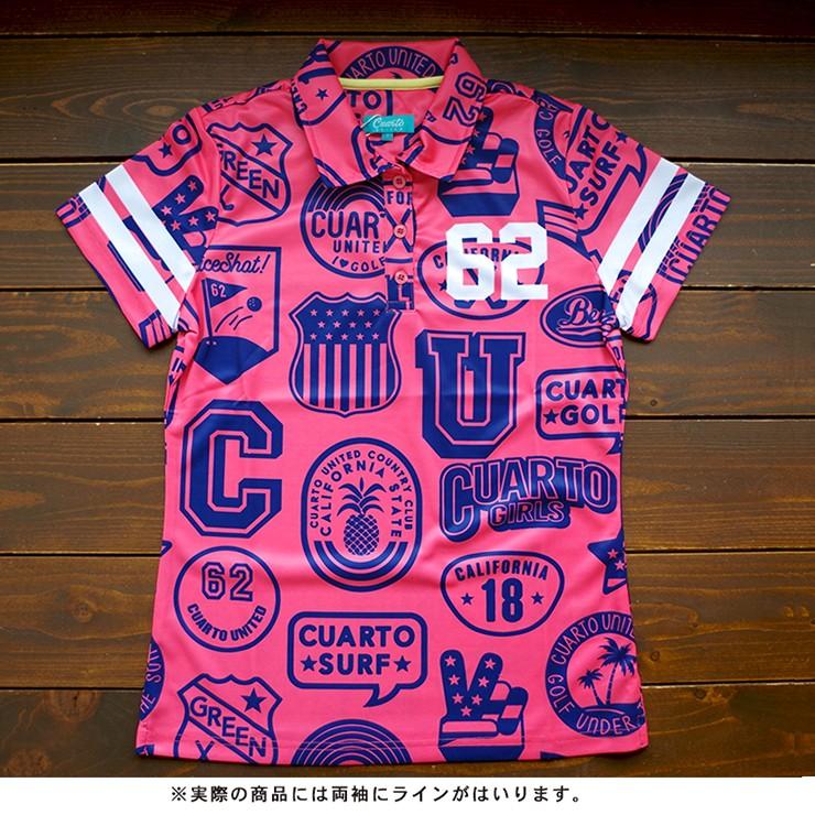 ゴルフ ポロシャツ クアルトユナイテッド ワッペン スタンプ 柄 ポロ リンク コーデ 可 レディース W6023 Cuarto United 通販 Yahoo ショッピング