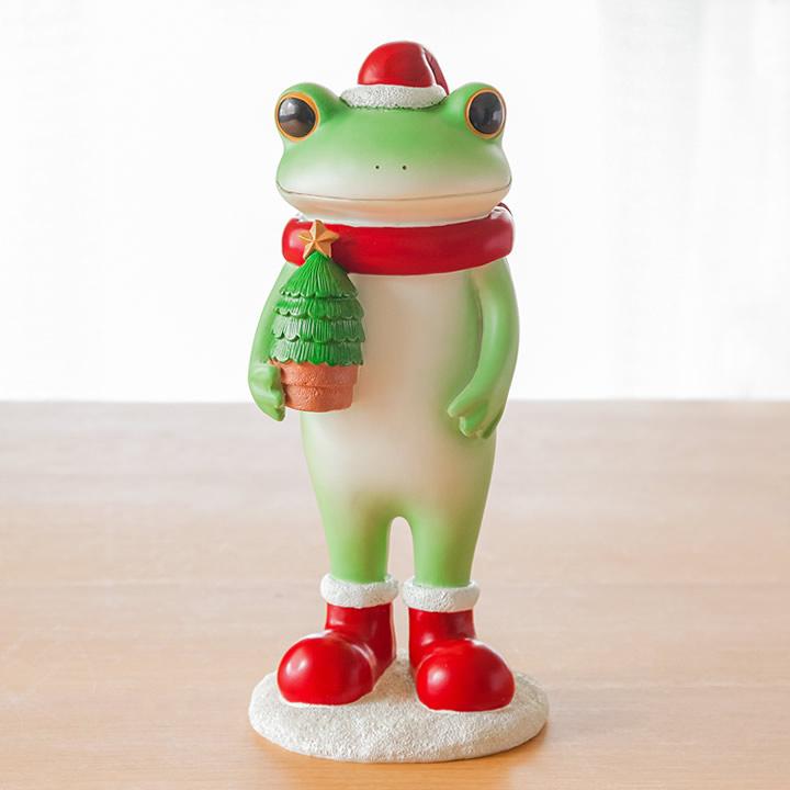 カエルの置物 コポー カエル ガーデン クリスマスツリーを抱える カエルの置物 コポー カエル ガーデン クリスマスツリーを抱える