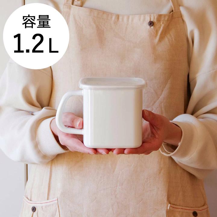野田琺瑯 キャニスター ホーロー 持ち手付きストッカー角形L 野田琺瑯 キャニスター ホーロー 持ち手付きストッカー角形L