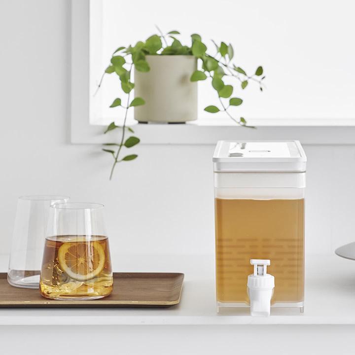 ホットドリンク用冷温庫 2段 tower 山崎実業 公式 タワー 冷蔵庫ドリンクサーバー 2.8L 麦茶ポット