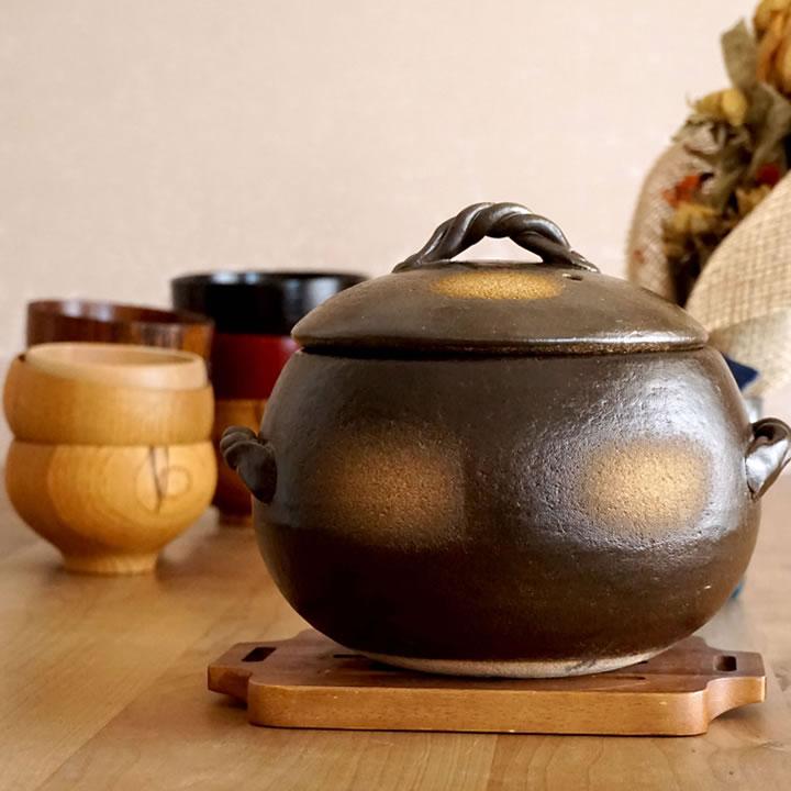 三鈴陶器　萬古焼 ご飯土鍋 3合炊き ブラウン 三鈴陶器 土鍋 炊飯 3合 2合 ご飯鍋 炊飯土鍋 ごはん鍋 萬古焼 電子