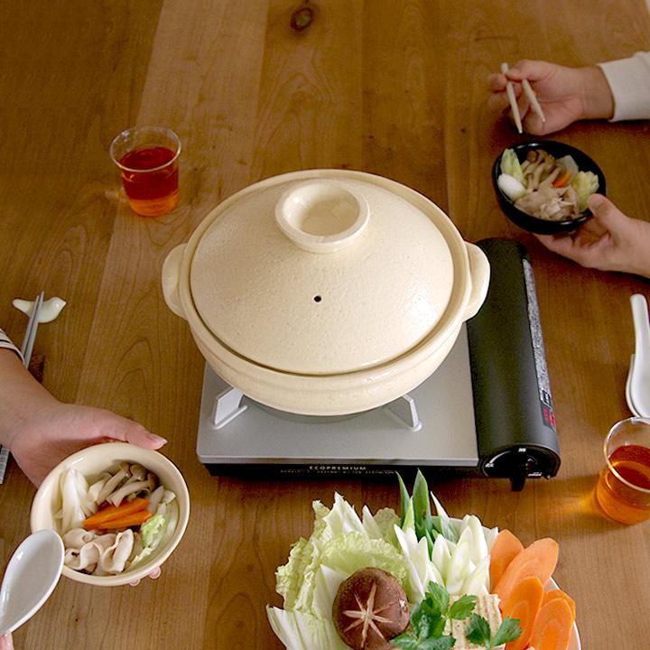 伊賀焼 鍋 直火 おしゃれ 白 8号土鍋 おでん鍋 家庭用 おでんなべ 3人