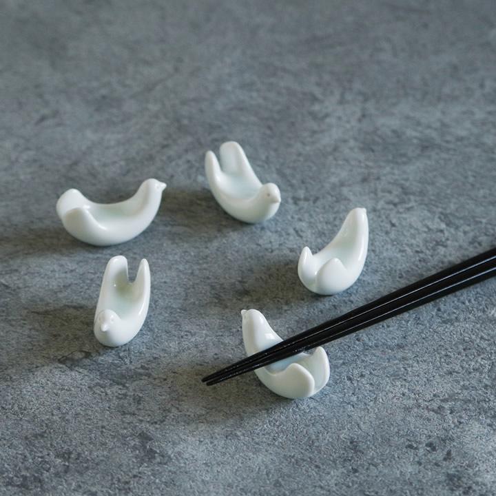 波佐見焼 白山陶器 とり型はしおき 5個セット ギフトボックス 箸置き