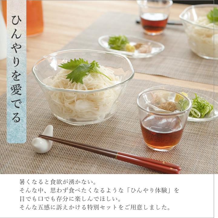 そうめん 食器 おしゃれ ガラス 食器セット 2人用 そうめん三昧 6点