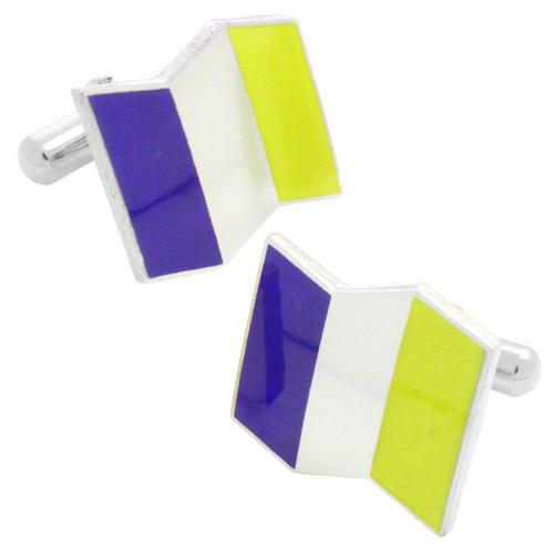 カフスボタン カフス 安藤七宝 紫黄 ストライプ 純銀製 カフリンクス |  | 01
