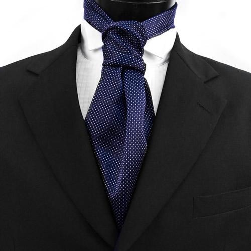 アスコットタイ ネイビー スモールドット 水玉 : カフス ボタン 蝶