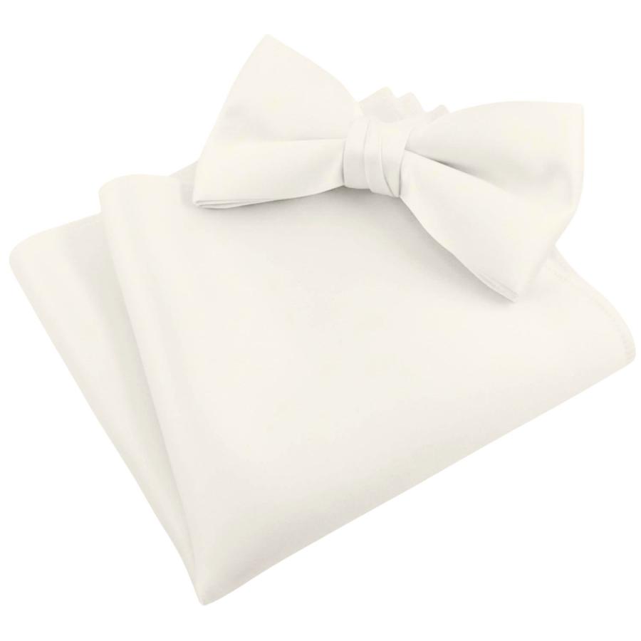 アイボリー 無地 蝶ネクタイ & ポケットチーフ セット |  | 01