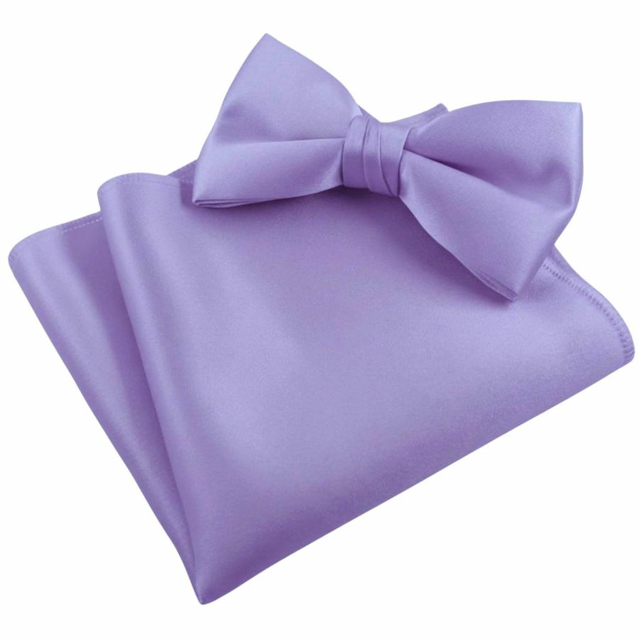 ラベンダー 無地 蝶ネクタイ & ポケットチーフ セット |  | 01