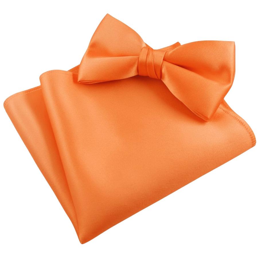 コーラル 無地 蝶ネクタイ & ポケットチーフ セット |  | 01