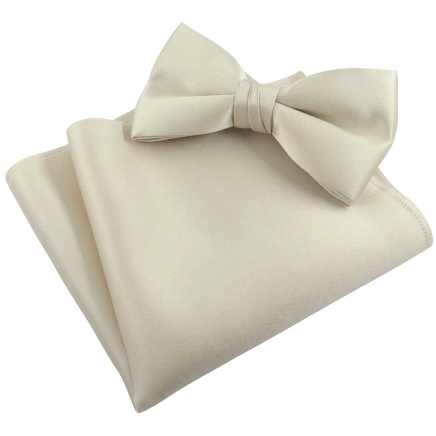 シャンパン 無地 蝶ネクタイ & ポケットチーフ セット |  | 01