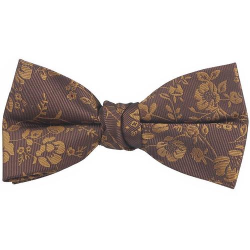 蝶ネクタイ ブラウン ライトブラウン フラワー 植物模様 ボウタイ 簡易装着 簡単 パーティー フォーマル メンズアクセサリー |  | 01